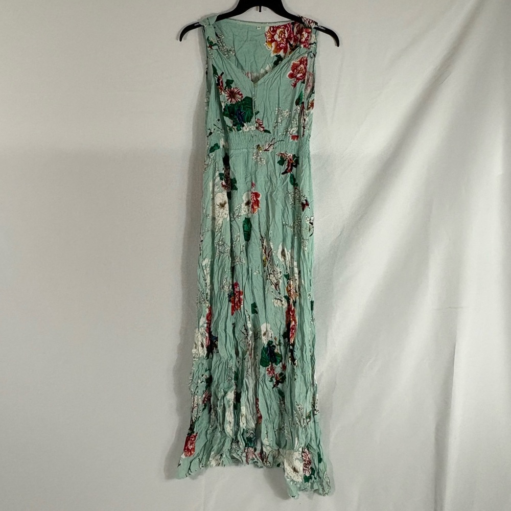 Green Floral Print Boho Dress